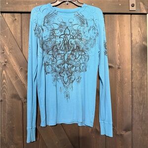 Men’s Archaic Blue Graphic Long Sleeve Shirt
